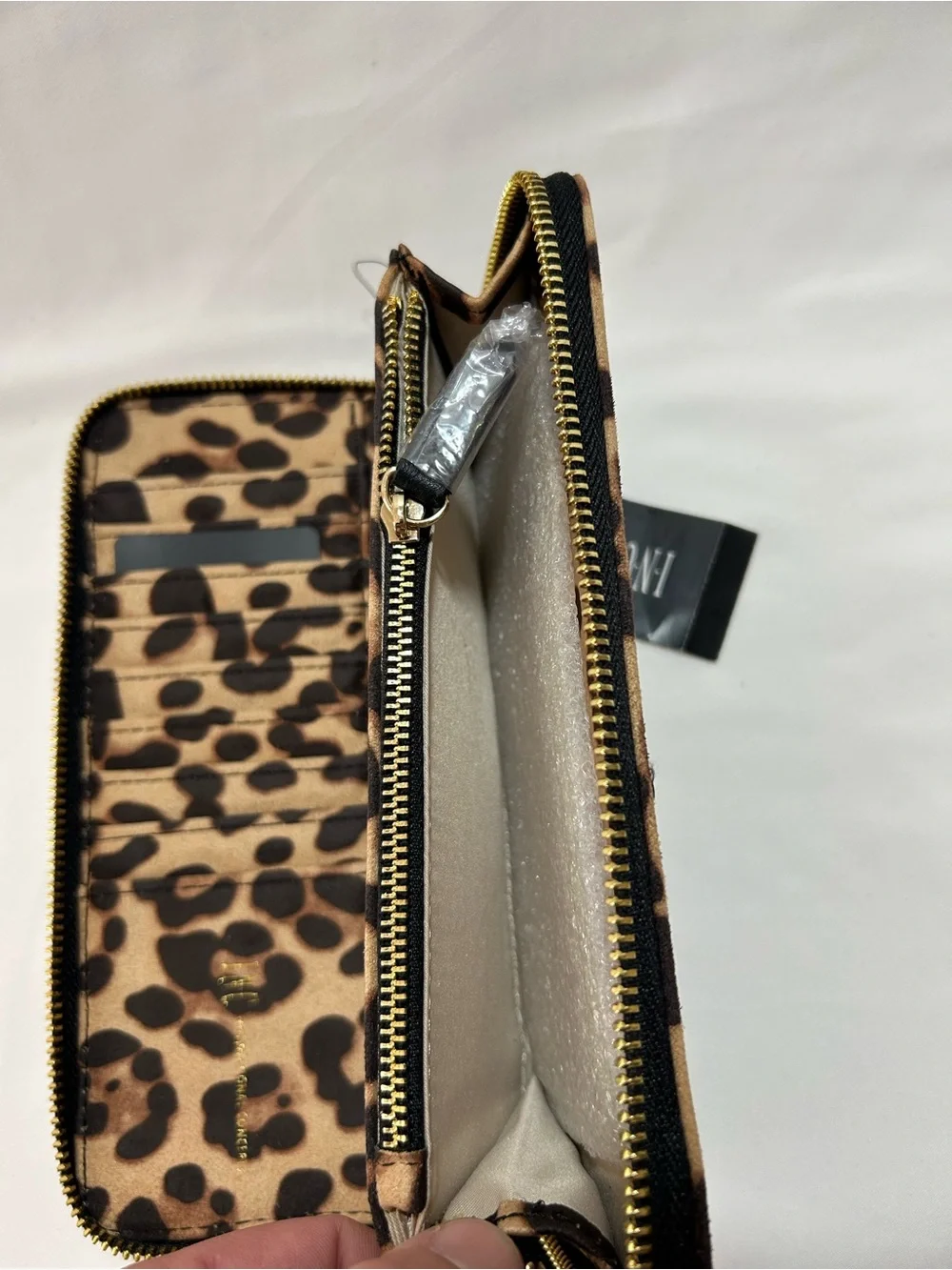 Leopard Print Wristlet Clutch with Stud Detail - Brown INC brand New
